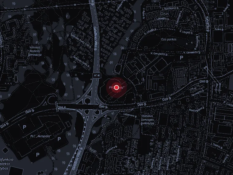 Vue kino teatro vieta žemėlapyje: Ozo g. 18, PC OZAS, Vilnius